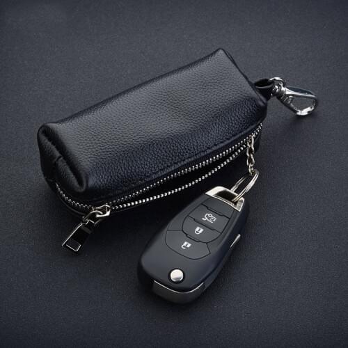 Fashion Women Genuine Leather Car Keychain Cover Zipper Case Organizer Housekeeper Key Bag New Key Chain Pouch Key Holder Wallet