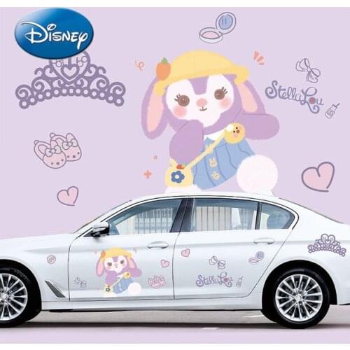 Disney Stellalou Duffy Bear Car Sticker Cartoon Decoration Cute Scratch Block Car Door Body Sticker