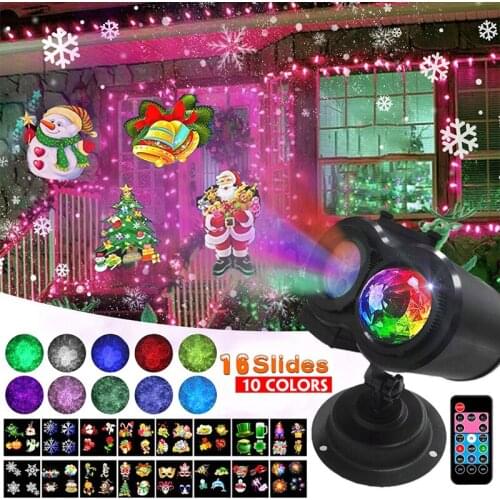Outdoor Laser Projector Lights 16 Slides Ocean Wave Led Stage Spotlight For Christmas Landscape Garden DJ Disco Lights RGB Decor