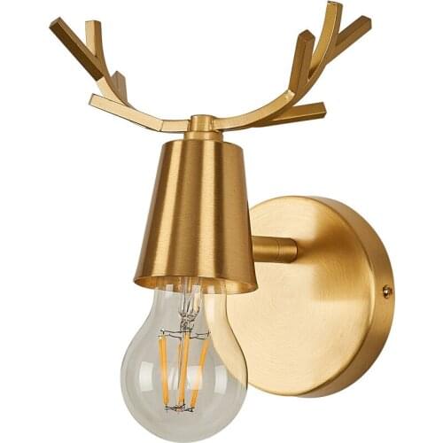 New Copper Antler Wall Lamp Nordic Post-Modern Minimalist Creative Living Room Background Wall Bedroom Bedside Lamps