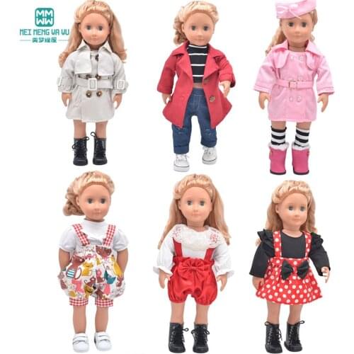 Clothes for doll fit 45 cm American doll accessories Fashion coats, T-shirts, jeans dress Girls gift