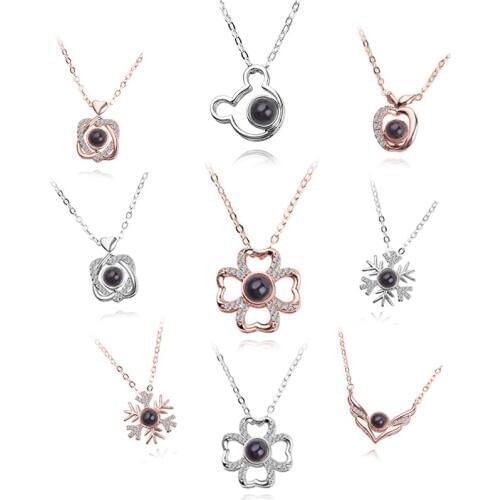Newest Styles Projection 100 Languages I Love You Necklace For Women Love Memory Wedding Pendant Necklace Valentines Day Gift