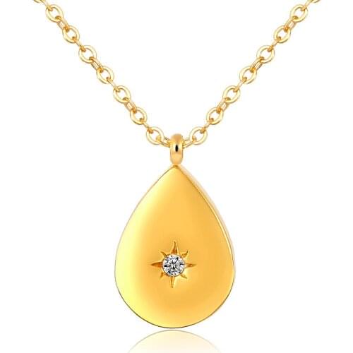 Fashion Water Drop Shape Gold Pendant Necklace Rhinestone Women Necklace For Women Wedding Party Jewelry Gift
