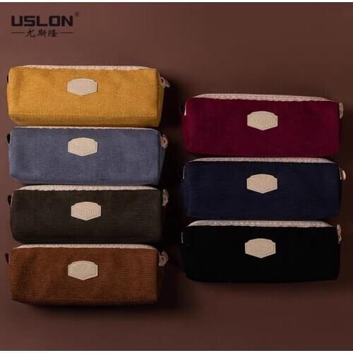 1pcs USLON USL-802RT Pencil Bag Zipper Pecil Case School Student Office Bussiness