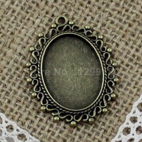 Fit 18x25mm Fashion Bronze Cameo/Glass/Cabochon Frame bezel Base Setting, DIY-Accessory Pendant Tray 20pcs/lot K00595