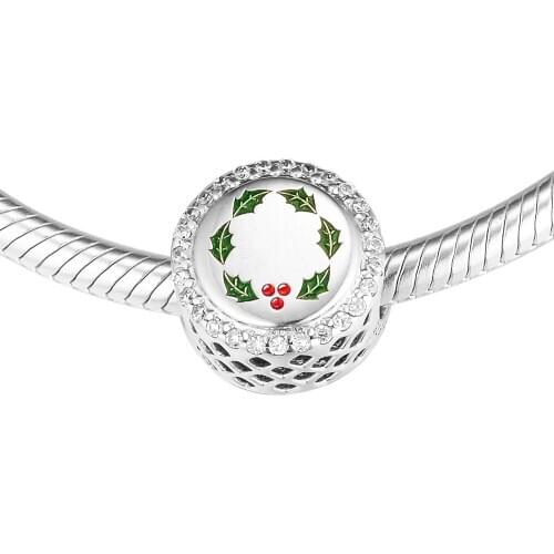 Fits for Pandora Beads Bracelets Feliz Navidad Charms with Clear CZ 100% Original 925 Sterling Silver Jewelry Free Shipping
