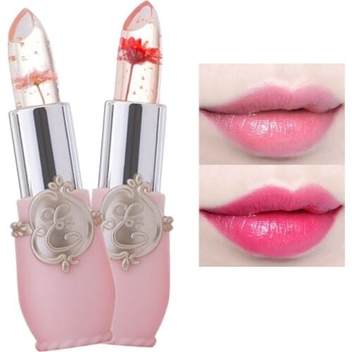 Transparant Jelly Flower Lipsticks Waterproof Magic Temperature Color Changing Moisturizer Lip Blam Women Makeup Cosmetics