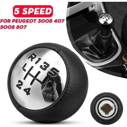 5 Speed PU Leather Gear Shift Knob Head Handball For Peugeot 307 308 3008 407 5008 807 For Citroen C3 C4 C4 Picasso C8