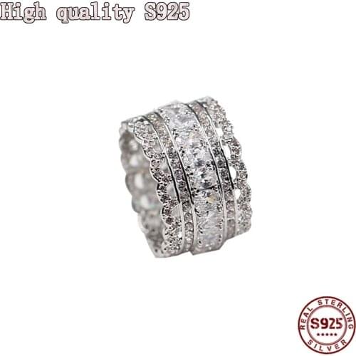 S925 Silver Needle, Fashion Jewelry, Exquisite Lace, Hollow Out Silver Lace Shaped Wide Ring