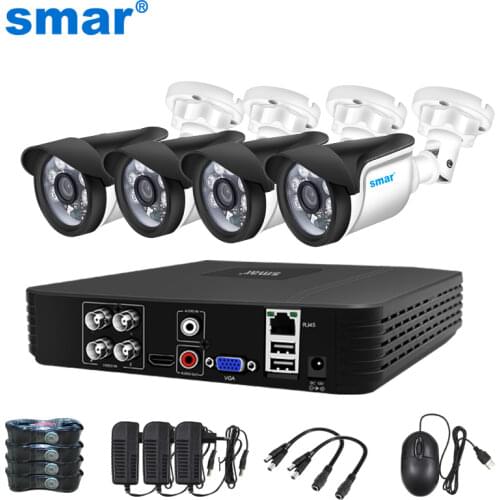 4CH CCTV System 720P/1080P AHD Camera Kit 5 in 1 Video Recorder Surveillance System Outdoor Security Camera Kit Email Alarm