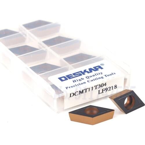 10pcs DCMT11T304 LF9218 DCMT11T308 LF9218 CNC lathe turning blade Internal cutting tool Tungsten carbide two-color coated insert