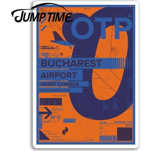 Jump Time for OTP Bucharest Airport Vinyl Stickers Romania Travel Sticker Camper Window Bumper Motor Decal Car Wrap