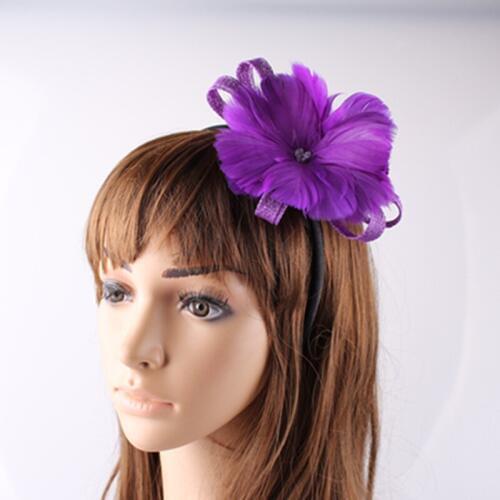 Ladies Elegant Feather Flowers Sinamay Fascinators For Wedding Hats Bridal Headwear Cocktail Hats Millinery Hair Accessories