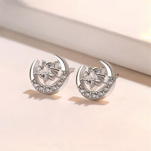 Ladys Luxury Crystal Jewelry Fashion Earrings For Women CZ Stones Stars Moon Stud Earring Wedding Accessories