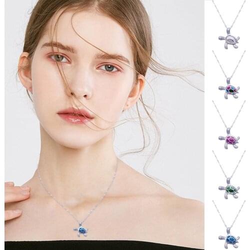 Necklaces For Women 2020 Trends Sea Turtle Ocean Blue Fire Neck Pendants Women Chain Jewelery Dijes De Plata De Ley 925