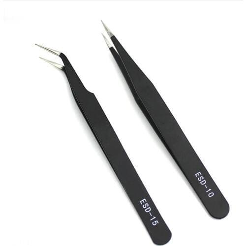 12cm Nail Art Stainless Gel Pick Tools Rhinestones Gem Decortion Black Eyelash Tweezers Anti-static DIY hand clip Jewelry Tools