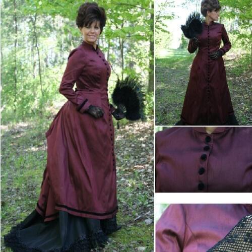 1860S Victorian Corset Gothic/Civil War Southern Belle Ball Gown Dress Halloween dresses US 4-16 V-1277