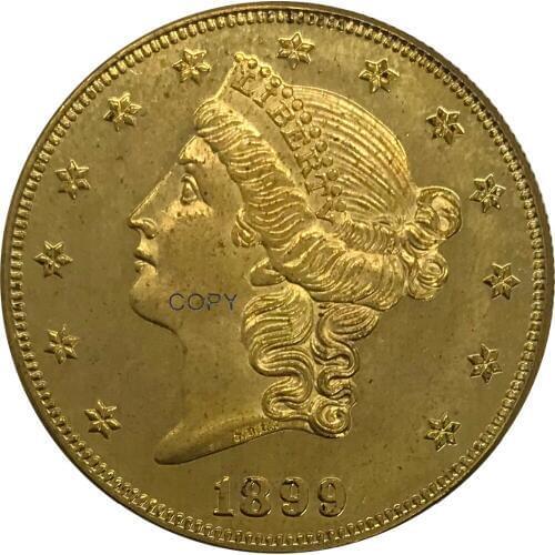 1899 S United States 20 Twenty Dollars Liberty Head Double Eagle with motto Gold coin Brass Collectibles Copy Coin