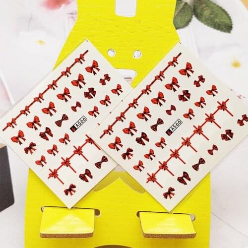 2pc Stickers for Nails Cute Red Bow Design Nail Art Decorations Manicure Decor Watercolor Nail Decal Stickers Accessoires