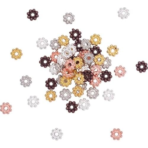 300 pcs Flower Silver Golden Alloy Bead Loose Spacers for Jewelry Making DIY Accessories about 5mm in diameter hole: 1mm F80