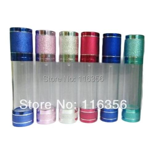 50ml 6 colors airless bottle,white/transparent pump