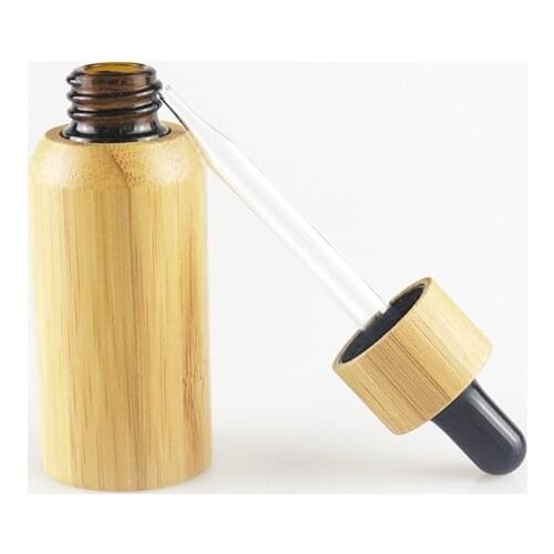 50PCS 10ML/0.35oz 15ml 30ml 50ml Empty Refillable Bamboo Glass Eye Dropper Bottle Essential Oil E juice E liquid oil CBD