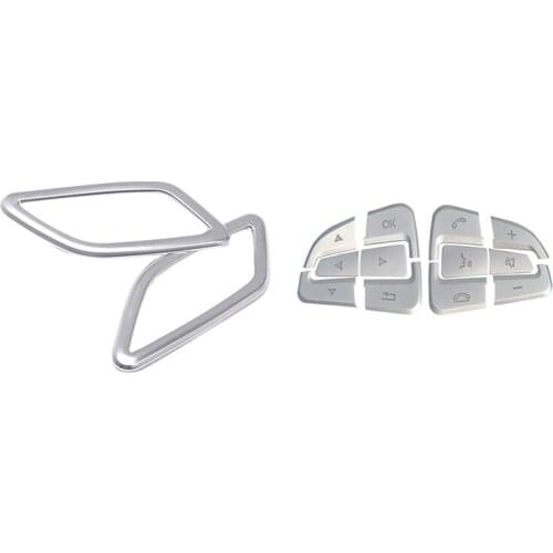 Abs Chrome Dashboard Air Conditioning Vent Trim Stickers with Car Steering Wheel Button Cover Trim Stickers