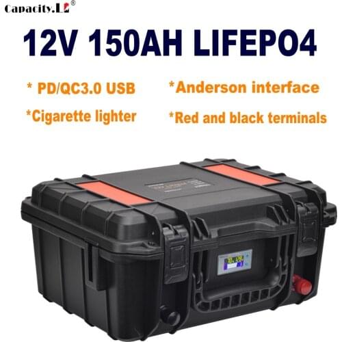 12V lifepo4 battery pack lifepo4 BMS bluetooth Outdoor RV Marine rechargeable solar inverter backup 150Ah 120Ah Lithium battery