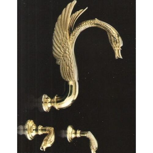 Free shipping gold PVD finish 3 pcs swan bathtub faucet WALL Mounted SWAN shower FAUCET