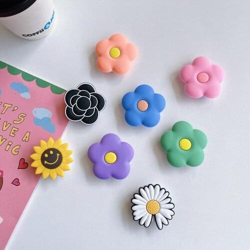 Flower Phone Holder For iPhone Samsung Huawei Stretching Holder For OPPO Cartoon Sunflower Silicone Universal Phone Holder