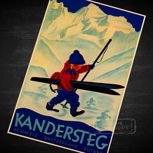 Kids Learning Skiing Vintage Retro Canvas Painting Poster DIY Wall Home Bar Posters Home Decor Gift