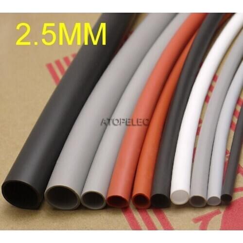 2.5mm Diameter Flexible 1.7:1 Soft Silicone Heat Shrink Tubing Thick Wall 2500V 200Deg.C High Temperature Black/Red/Gray/White