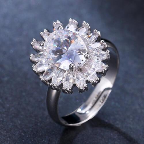 Emmaya Brand Trendy Elegance Gorgeous Plant AAA Cubic Zircon Oval Flower Rings For Women Popular Jewelry Wedding Party Gift