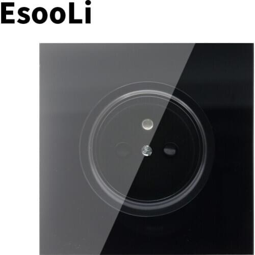 EsooLi French Standard 2020 New Arrival Crystal Glass Panel 16A Wall Power Socket Outlet Grounded With Child Protective Lock