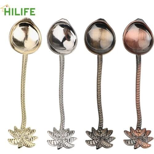 HILIFE Small Zinc Alloy Tea Coffee Spoon Tableware for Bar Party Ice Cream Dessert Spoon Coconut Tree Shape Vintage Royal Style