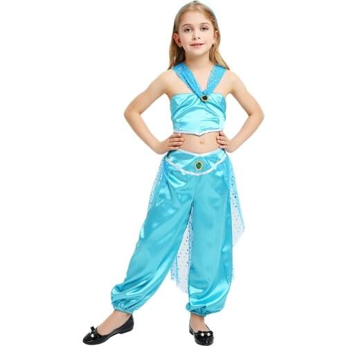 Carnival Childrens Day Jasmine Princess Cute Childrens Clothing Halloween Makeup Stage Performance Costumes Girls Dress Suit