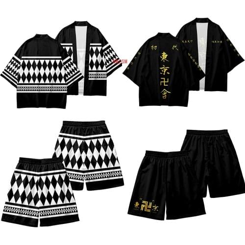 Anime Tokyo Revengers Cosplay Cloak Hanagaki Takemichi Ken Ryuguji Haori Kimono Coat Jacket Tee Men Short-sleeve Halloween Paty