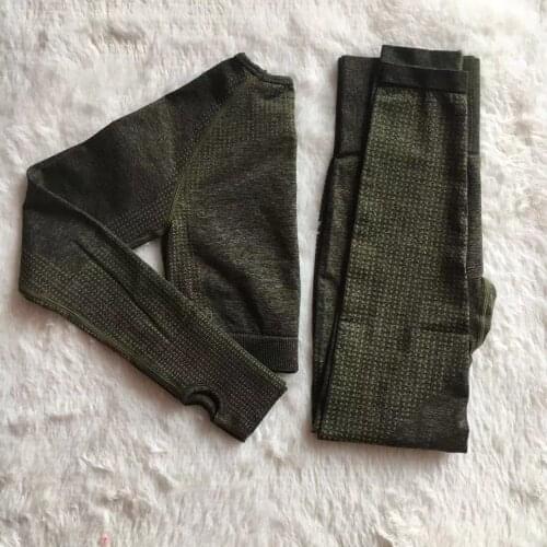 2 PCS Set Women Vital Seamless Yoga Suit Fitness Sports Suits Nylon Long Sleeve Shirts High Waist Running Leggings Workout Pants