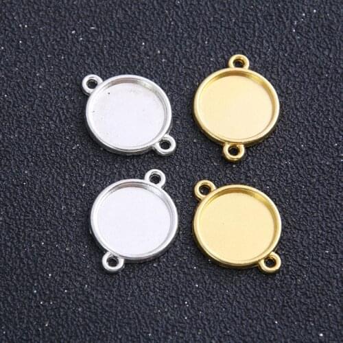 10pcs Mix Size Round Pendant Cabochon Setting Connectors Double Hole for Jewelry Vintage Jewelry Pendant Blanks Cabochon Base