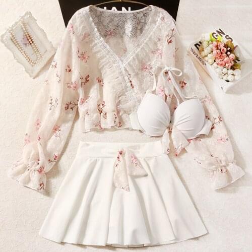 STAERK Swimsuit 2021 new fairy model Japanese split Three Piece Bikini long sleeve blouse hot spring swimsuit girl