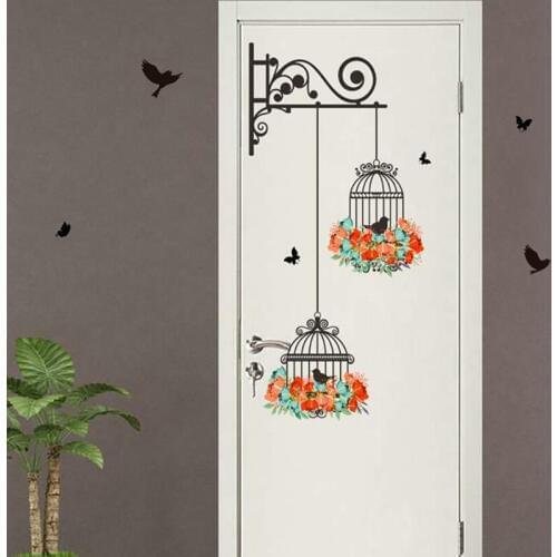 Multicolor Birdcage Flower Wall StickerFor For Living Room Nursery Room Kid Rooms Home Walls Decor Mural Wall Decals