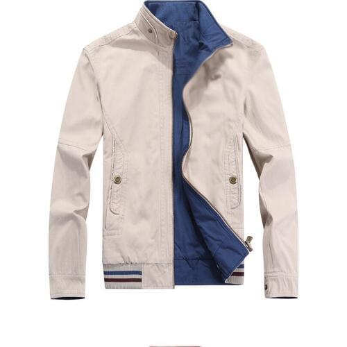 Spring Autumn fashion Solid color men jacket coat cotton outfit Double-sided wearing outdoor leisure plus size blouse tops 4XL