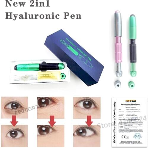 New Listing 2in1 Painless Hyaluron Pen High Pressure Density Metal Gun for Hyaluron Acid Injection Lip Filling and Anti-wrinkles