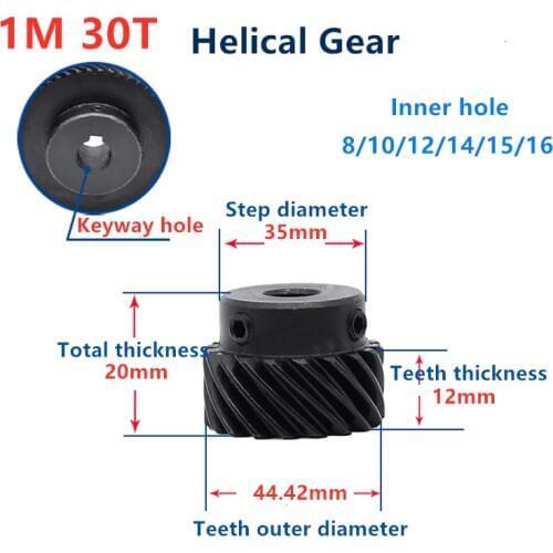 Custom helical teeth 1Mod 30T 1mould 30 teeth T spiral staggered 45 degree helical gear
