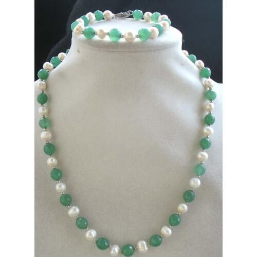 Freshwater pearl red black green agate round bracelet necklace 18inch FPPJ wholesale beads nature