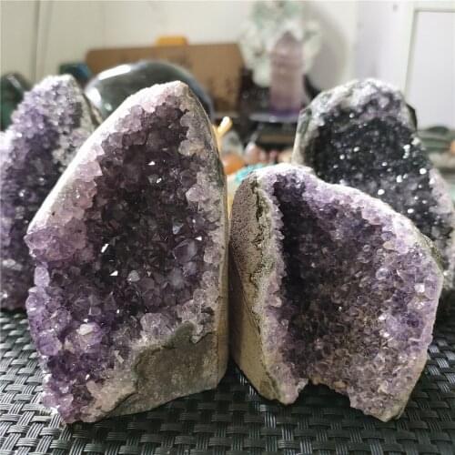 Natural Amethyst Geode Quartz Cluster Crystal Specimen Energy Healing 1pcs