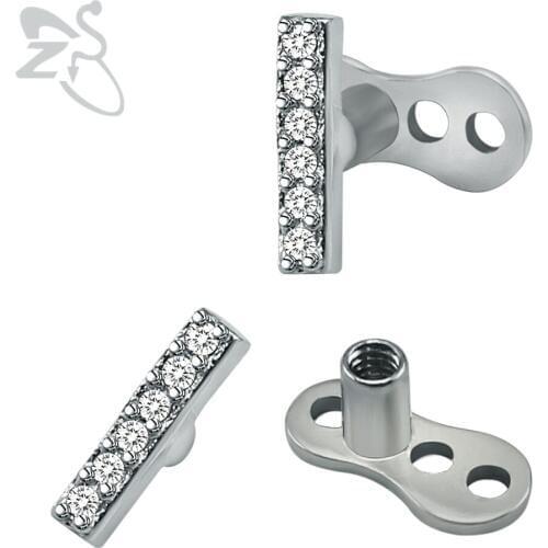 Simple Design Crystal Popular Micro Dermal Anchor Piercing Jewelry Internally Threaded Top Dermal Anchor Piercing With Holes