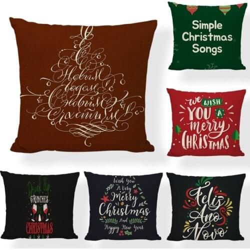 Merry Christmas Gifts cushion cover 45*45 Flower Pillowcase Cotton Linen sofa cushions Black Pillow cases covers