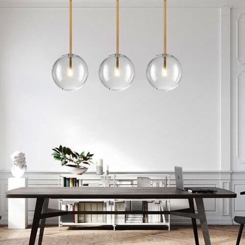 Modern Minimalist Pendant Lights Restaurant Creative Bedroom Bedside Bar Gradient Golden Glass Ball Pendant Light