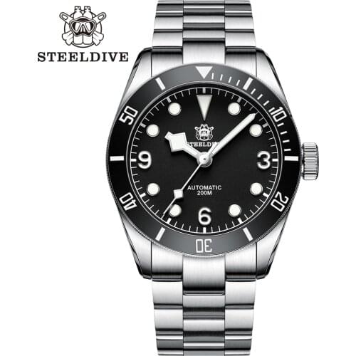 Steeldive SD1958 Stainless Steel Bracelet Dive Watch 200M Waterproof NH35 Mechanical Automatic Dive Diver Watch for Men